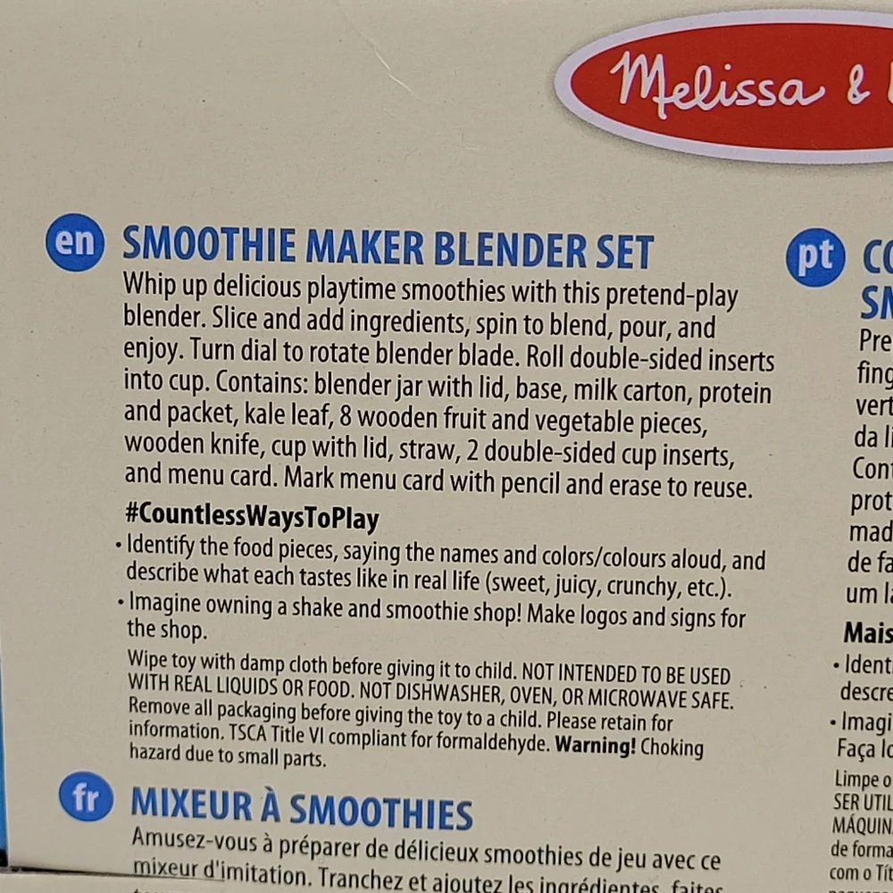 Melissa & Doug Smoothie Maker Blender Set 22 Pieces Imagnative Play Gift NEW